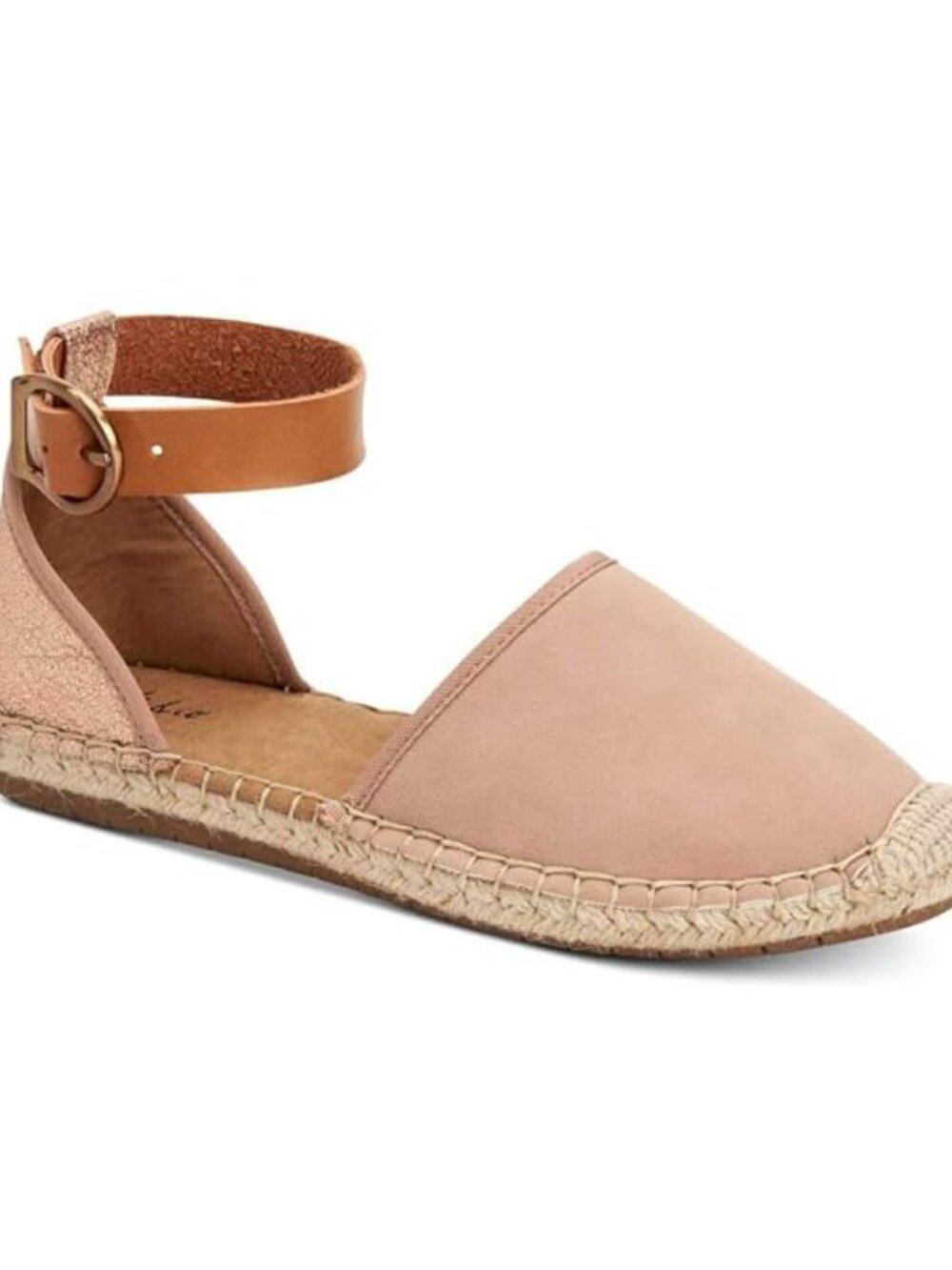 Style & Co. Pink Espadrille Ankle-Strap Flats with Tan Strap 10